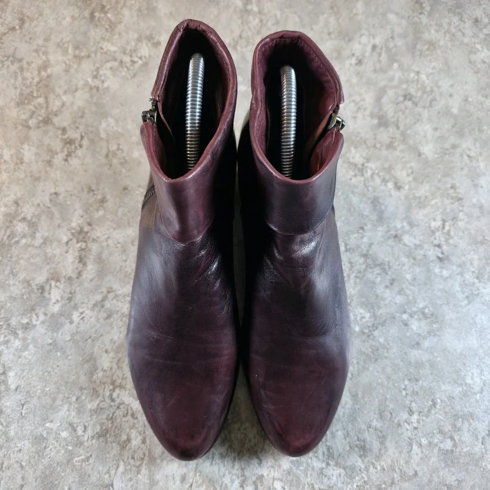 Regarde Le Ciel Womens Stefany Boot Red Burgundy Leather Bootie Low Size 38‎ / 8